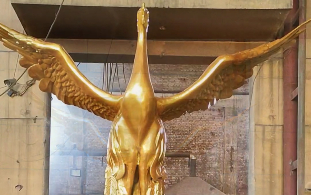 城市景观雕塑 园林铸铜雕塑 铸铜凤凰摆件 景观铜雕铸造