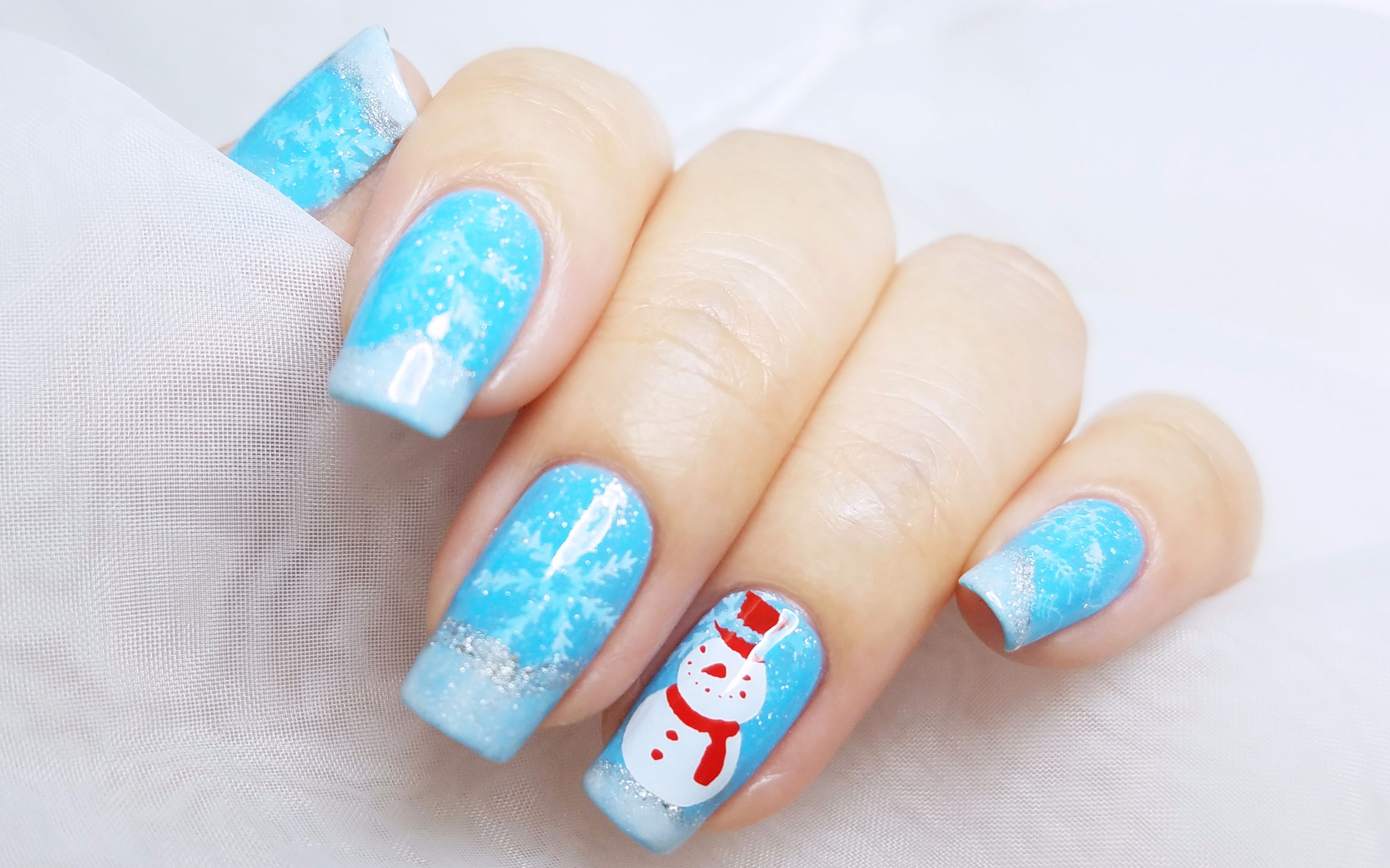 【jianail】2017圣诞美甲第一弹——冰清玉洁小雪人