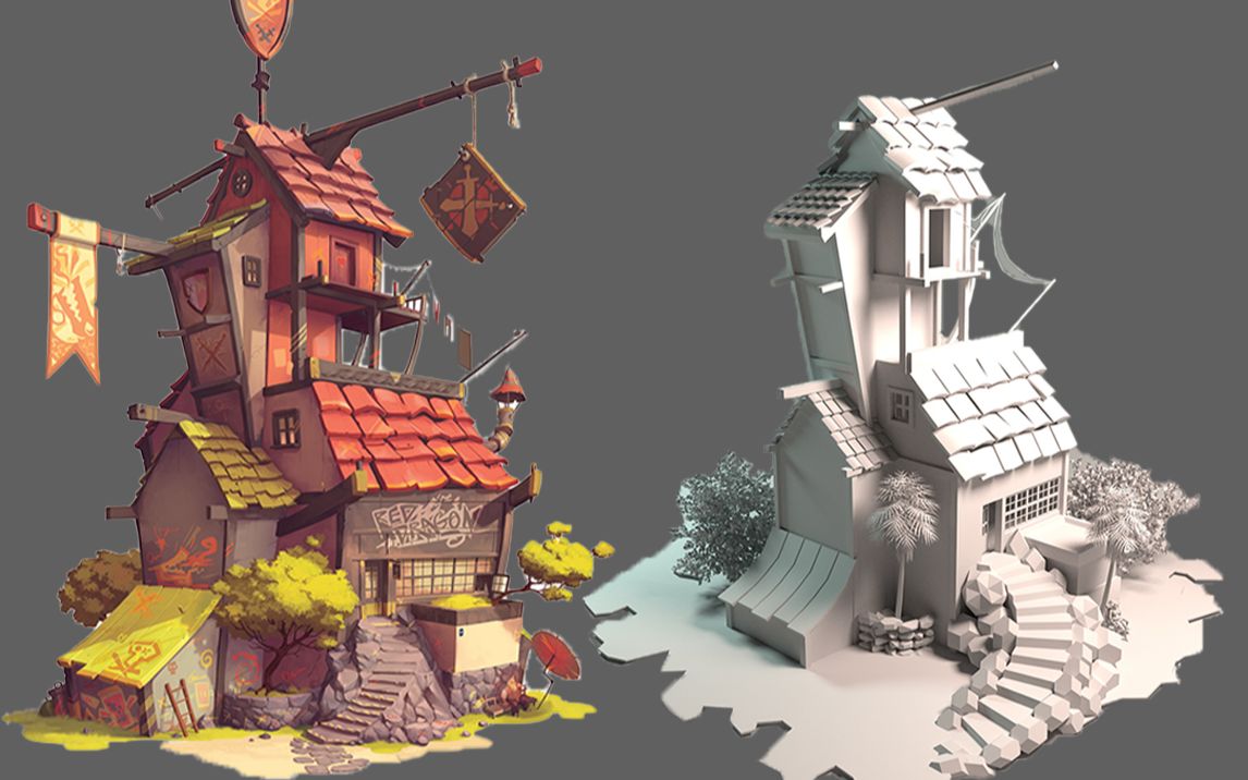 3dmax小房子基础模型制作教程,游戏场景模型搭建,从拉box开始教你制作