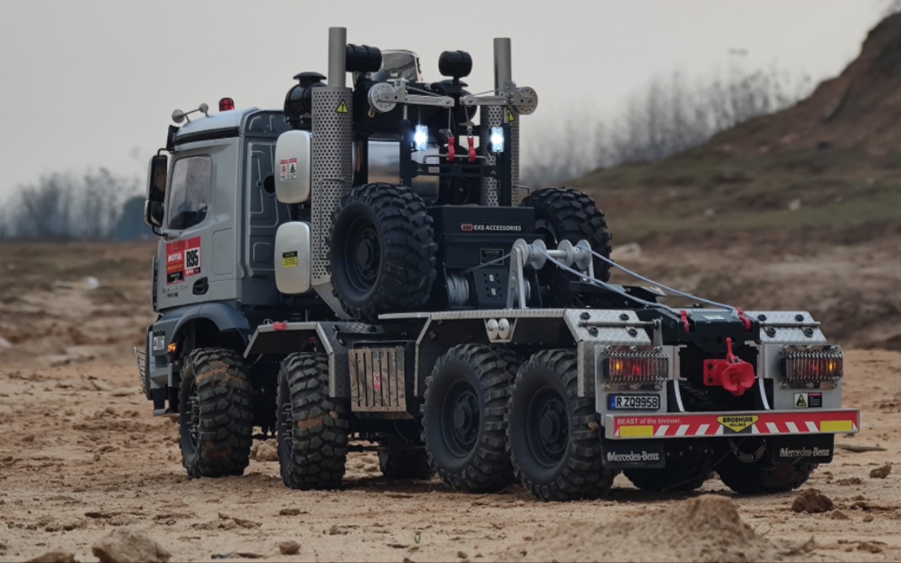 镭速8728拖头沙漠救援卡车首次下地traxxas trx6瑞泰lc76一同穿越