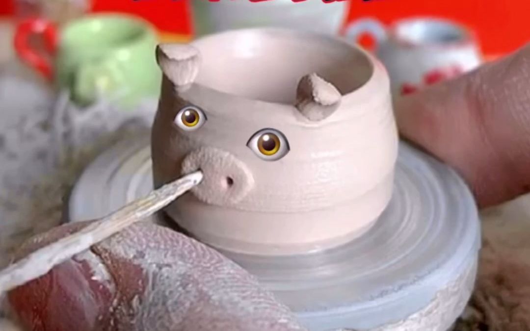 指尖陶艺,迷你小猪猪制作,过程非常简单有趣好玩