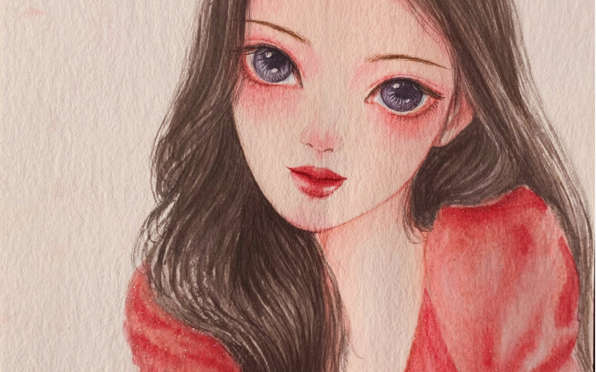 女生脸部五官上色过程