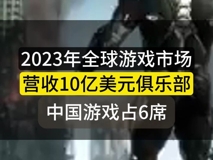 2023年全球游戏市场,营收10亿美元俱乐部,中国游戏占6席哔哩哔哩bilibili