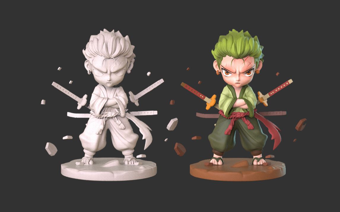 q版索隆手办制作,使用zbrush雕刻教学(附赠源文件)