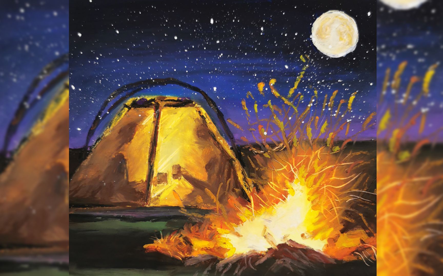 【油画棒】篝火帐篷,超简单的火焰表现,快来学吧!