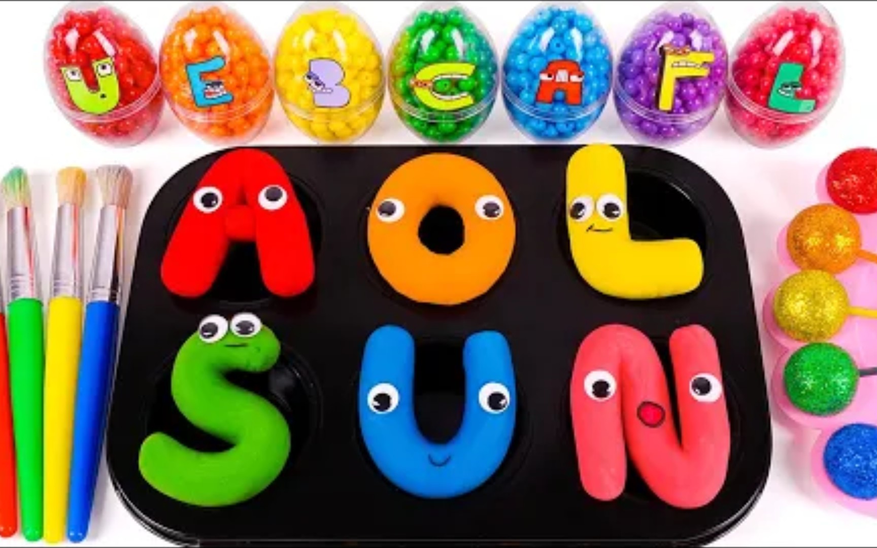 令人满意的视频,如何用史莱姆彩泥制作卡通字母?