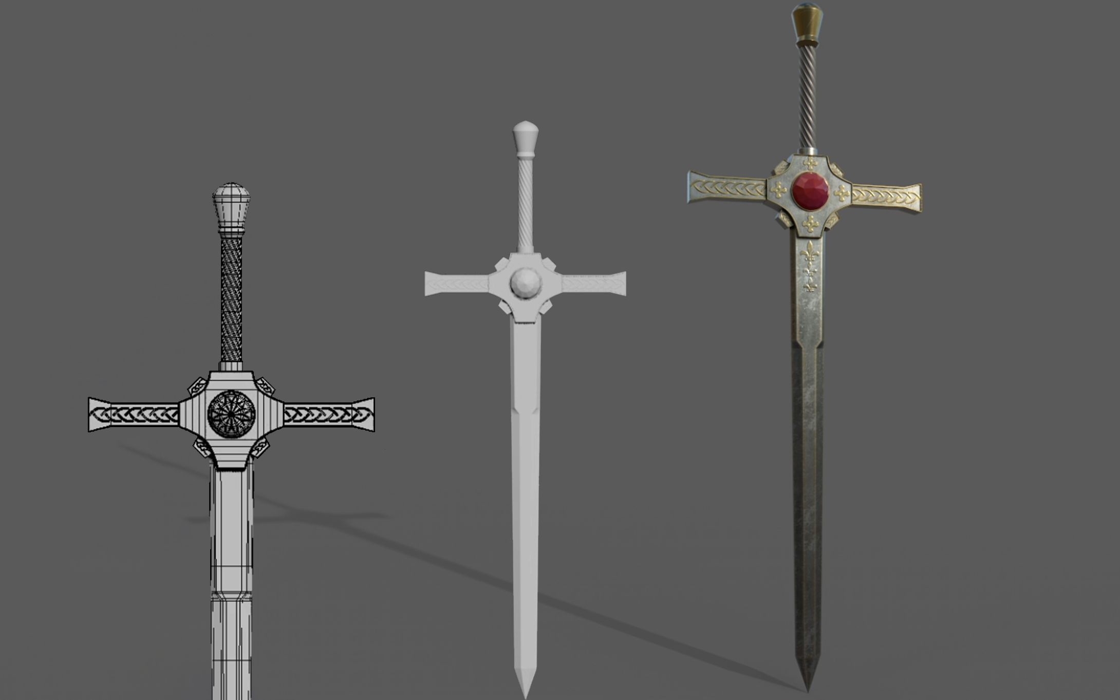 3dmax武器建模教学,素模到uv拆分到材质渲染,快来一起尝试制作自己的