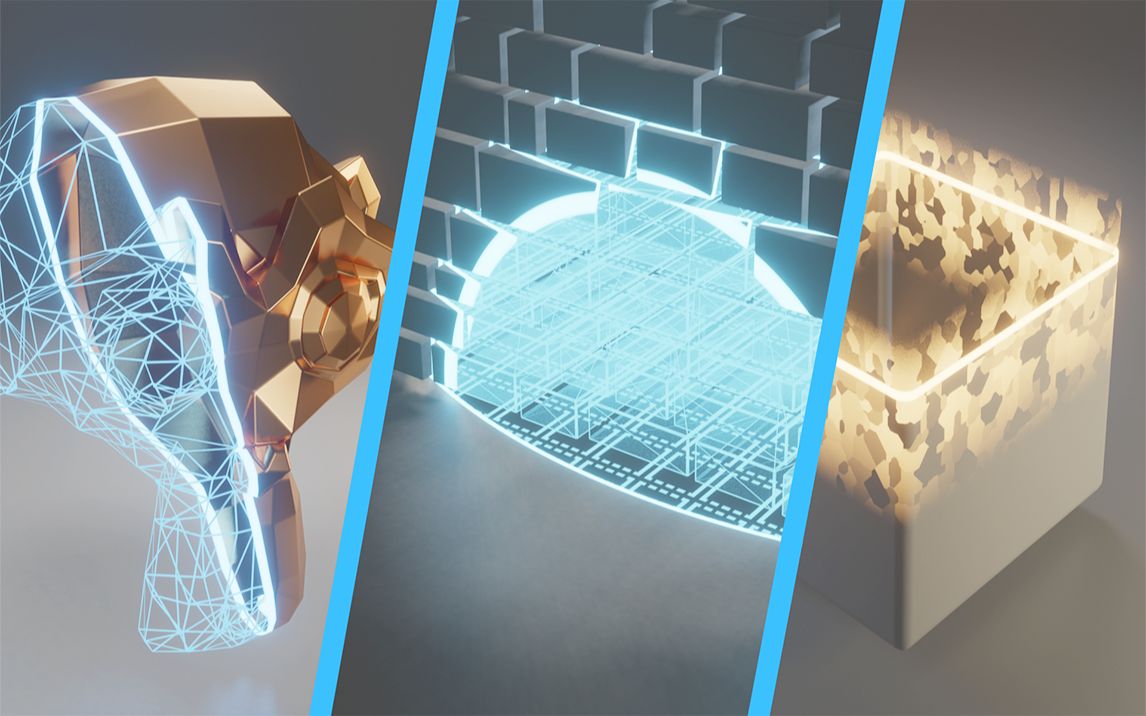 blender制作各种科幻风格扫描线特效