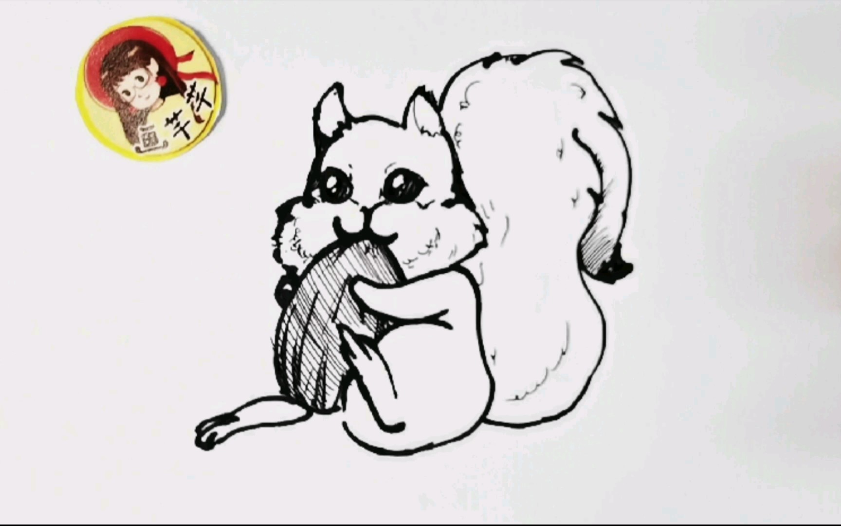 吃瓜子的花栗鼠,卡通简笔画