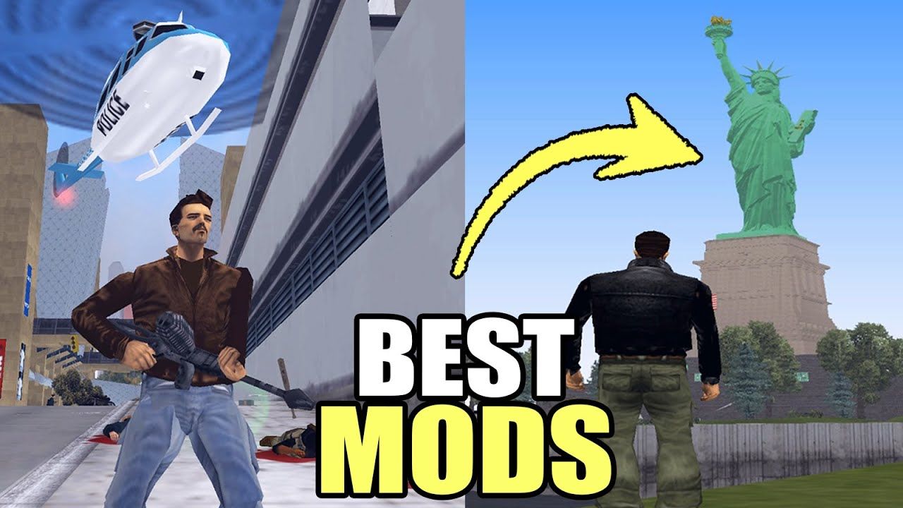 【gta3】最佳模组 - 自由女神像,无限生命值作弊,gta4动作,手枪模组