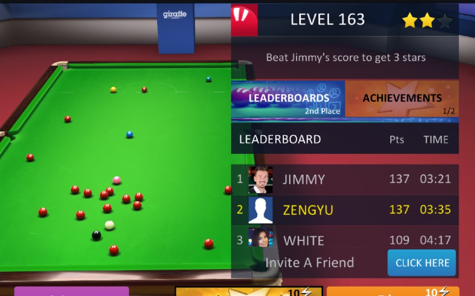 【斯诺克之星】Snooker Stars第163关单杆137分回放哔哩哔哩bilibili