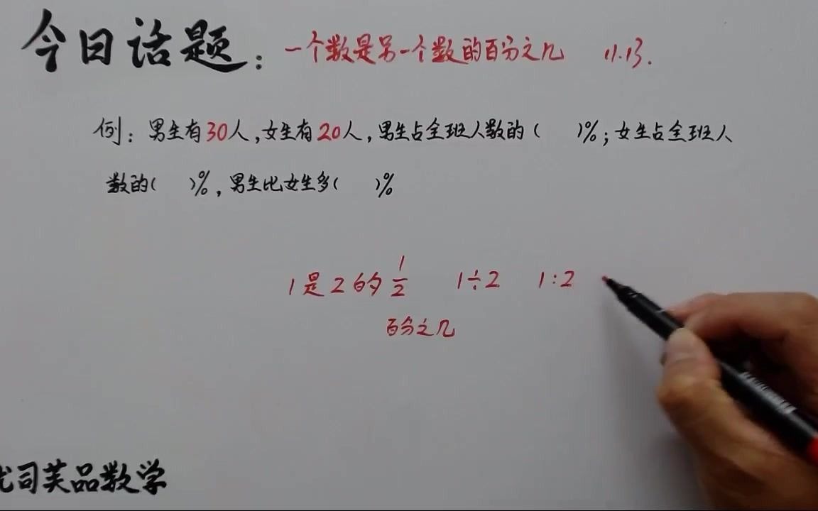 [图]2020六年级数学上册考点：一个数是另一个数的百分之几，优司芙品数学