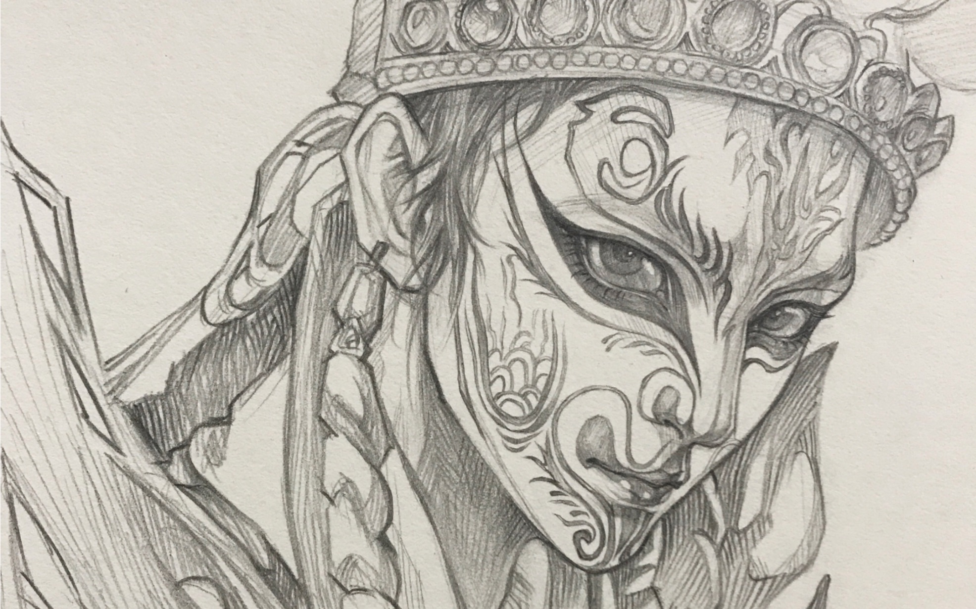 白鹤童子--铅笔画(后面有步骤)