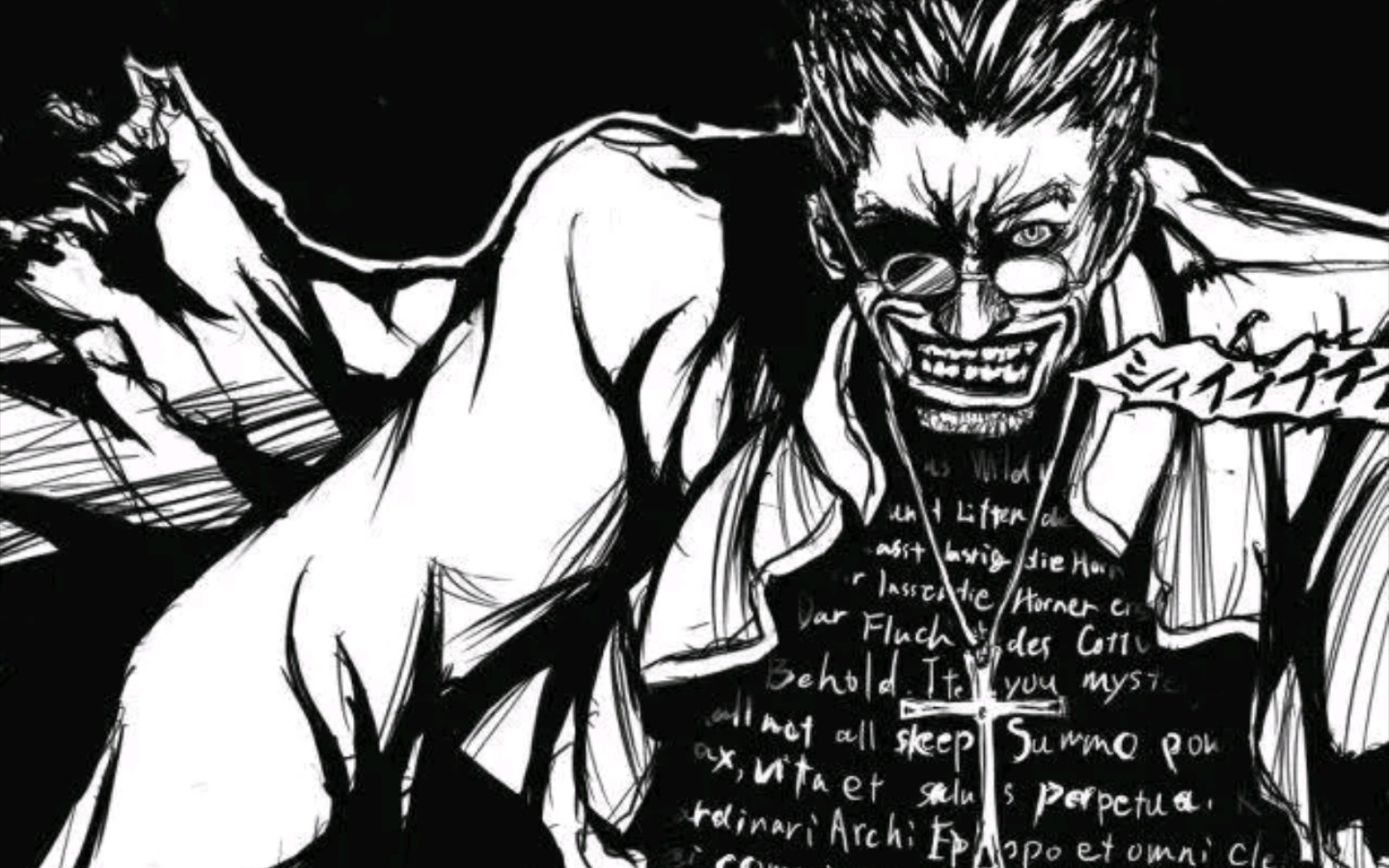 [图][HELLSING]狂风呼啸，站在你面前的是位真正的神父!安德森，这个满身疮痍的人类，凭借他足以背负整个世界的决心!他将会彻底消灭你这只怪物!