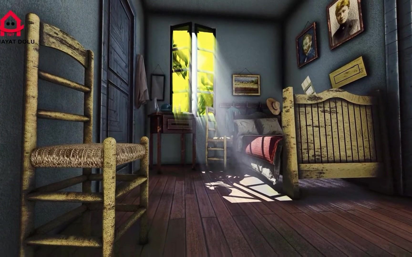 后印象派梵高《阿尔的卧室》Bedroom in Arles by Van Gogh  3D Animation Version哔哩哔哩bilibili