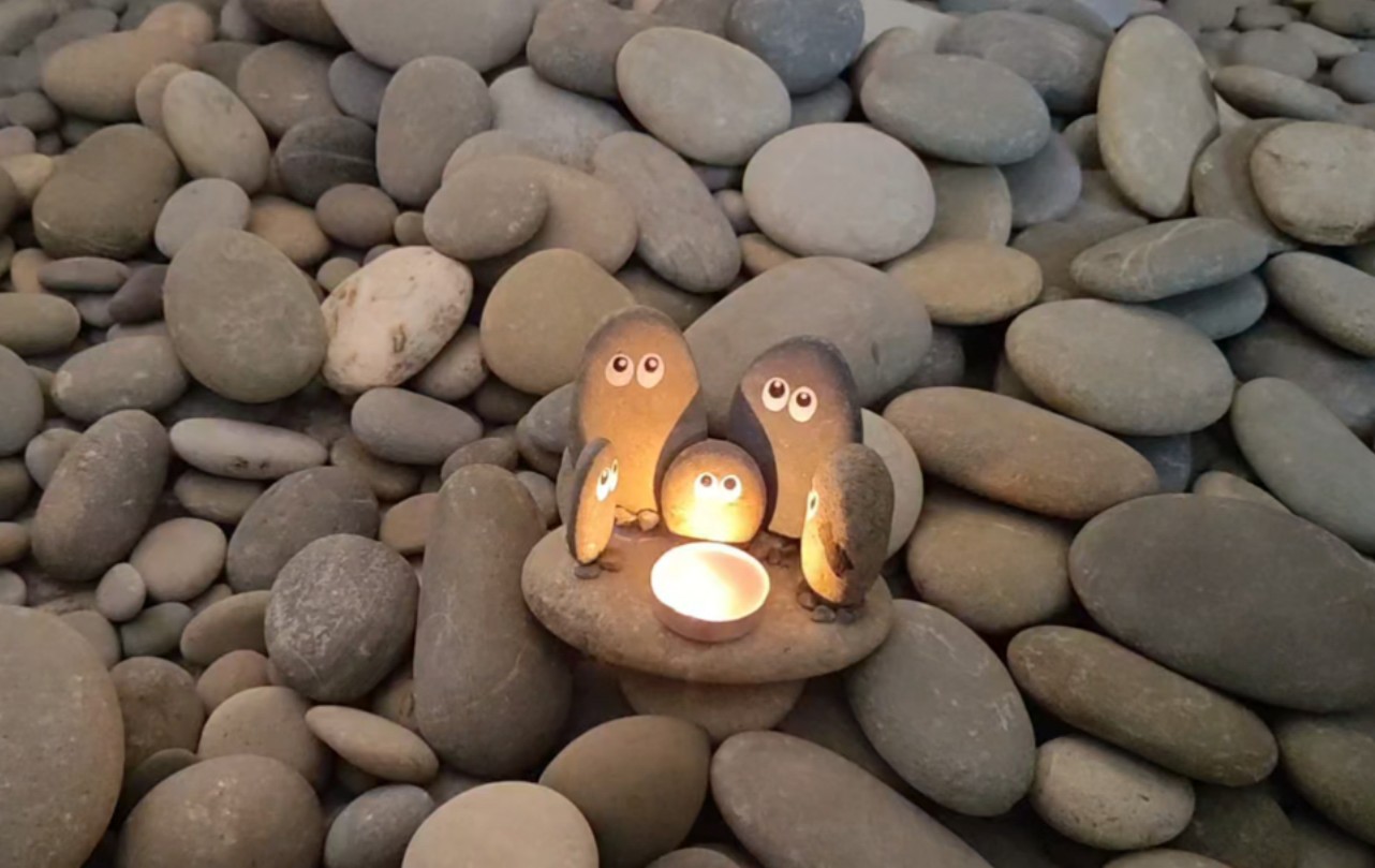 鹅卵石创意手工diy|大眼睛烛台