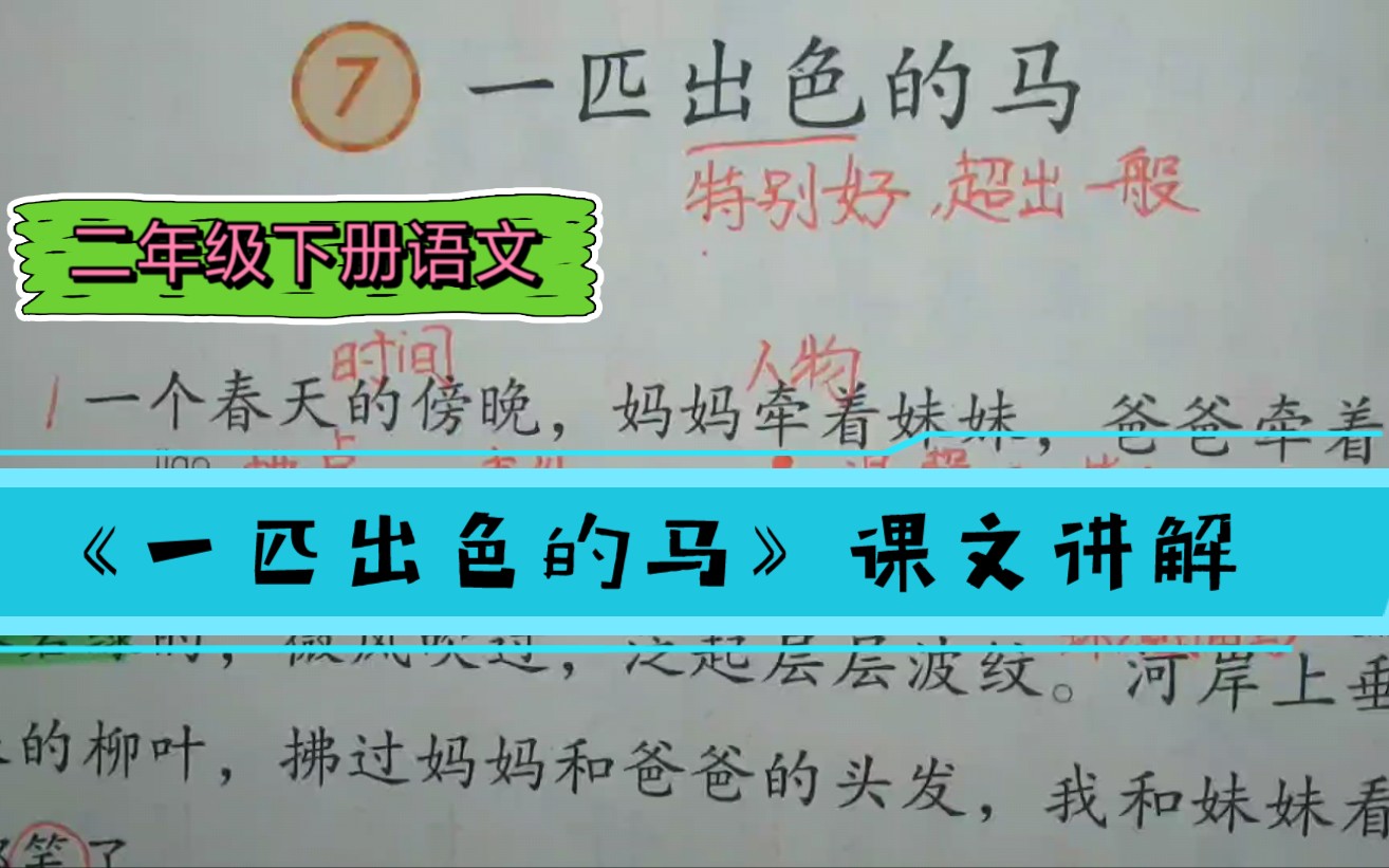 二下第七课《一匹出色的马》课文讲解,根据句子想象画面是重难点.哔哩哔哩bilibili