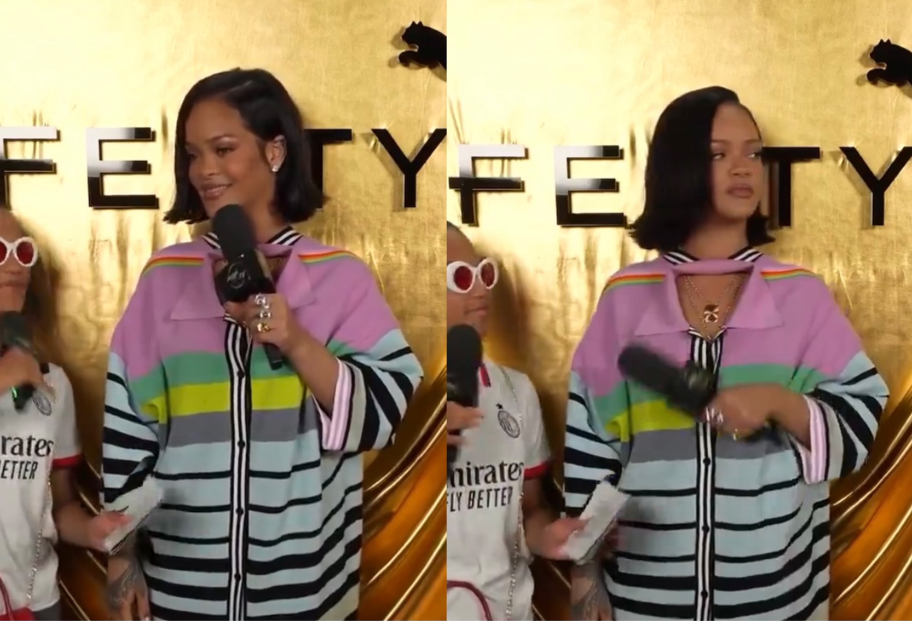 Rihanna最新被问新音乐后紧急变脸话筒砸人!哔哩哔哩bilibili