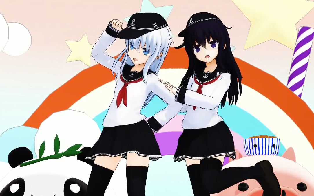 【舰c mmd】谎言与玩偶【晓&响】_哔哩哔哩_bilibili