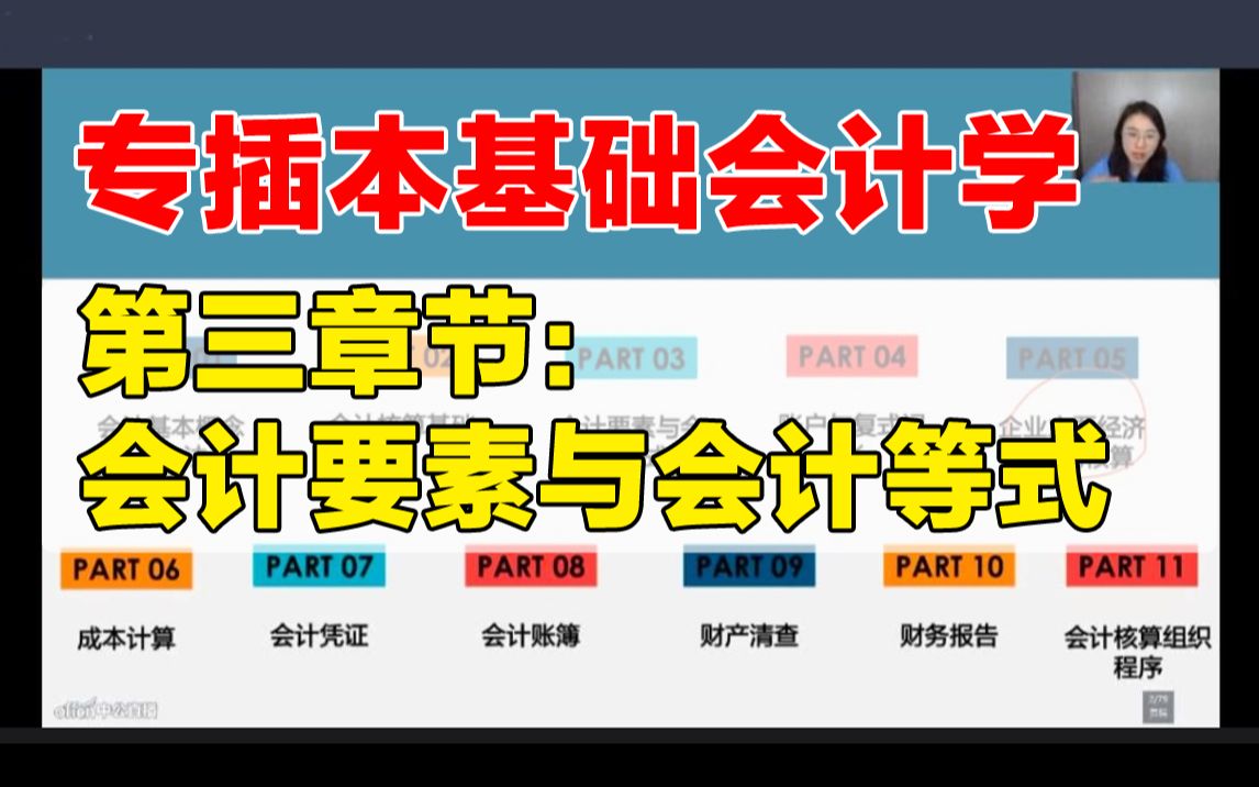 广东专插本《基础会计学》第三章节:会计要素与会计等式哔哩哔哩bilibili