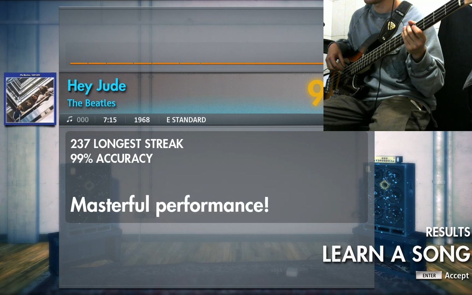 [图]《Hey Jude》- The Beatles 摇滚史密斯 Rocksmith 首次录制，贝斯准确率99%