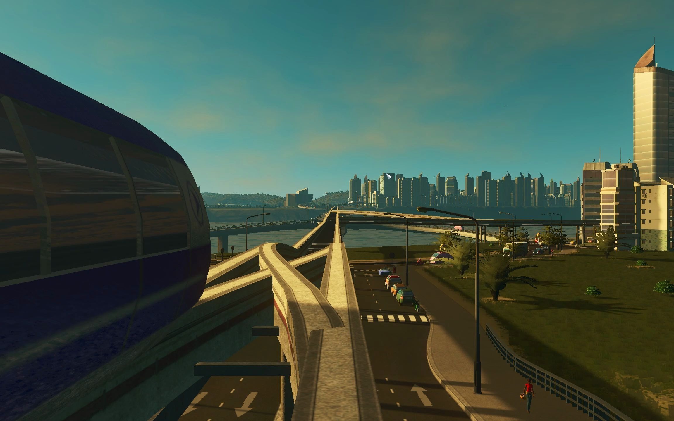 【游戏】都市天际线海滨市部分城区单轨列车游览