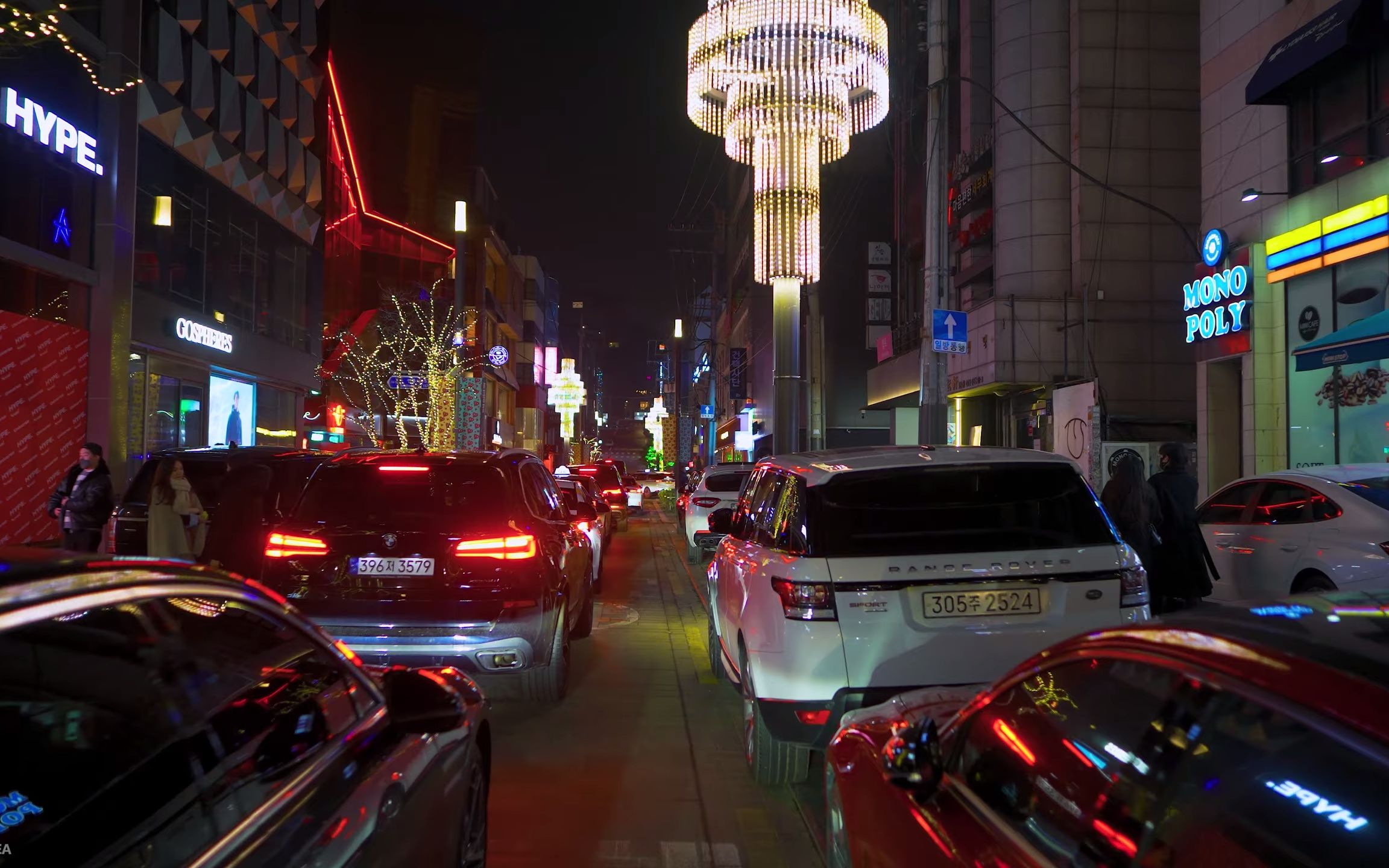 【超清韩国】夜晚在首尔江南的街头散步漫步