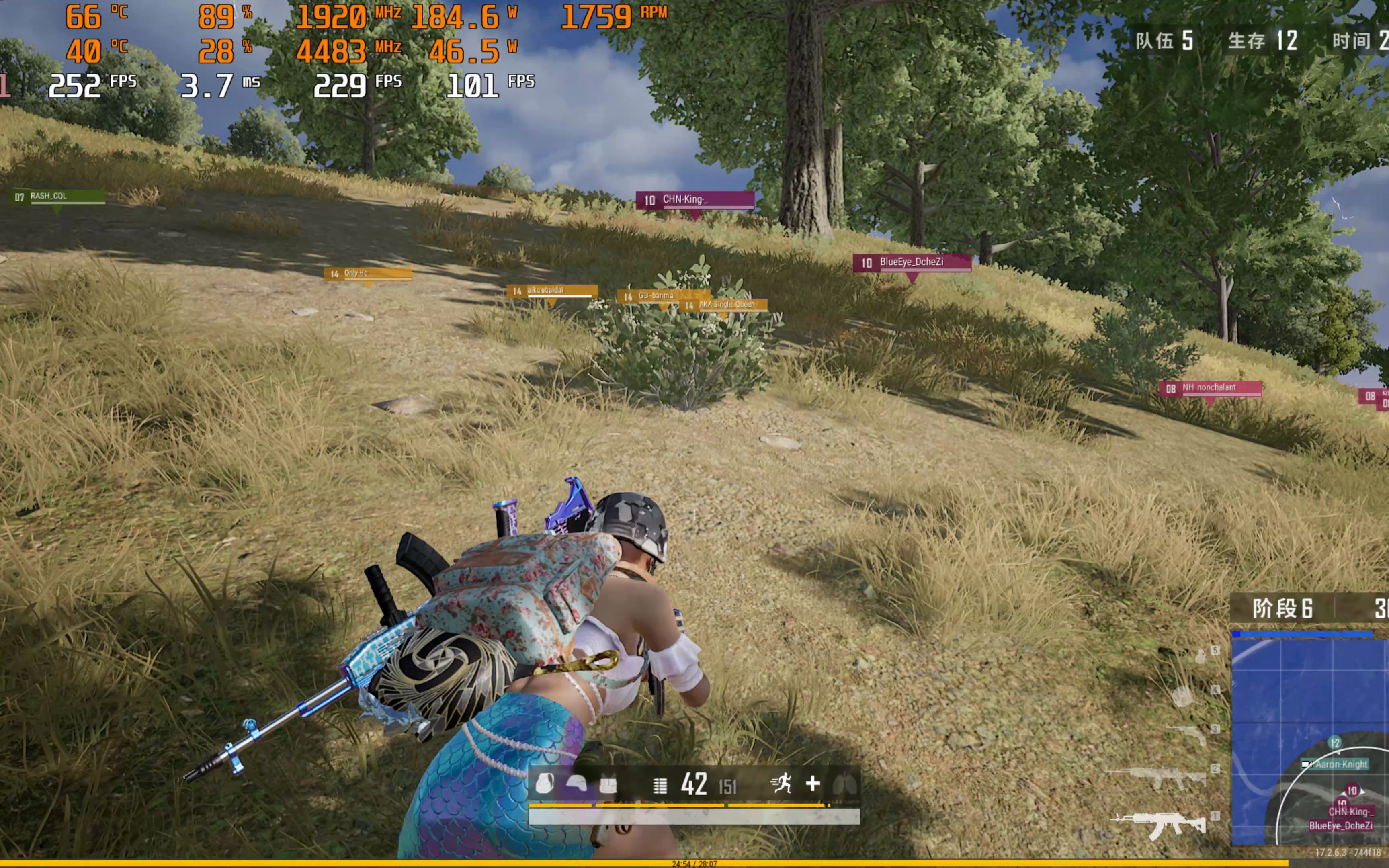 2070显卡在1K分辨率三极致帧数表现PUBG