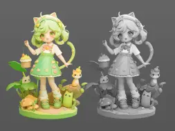 【zbrush雕刻】超萌小猫咪手办制作，让你快速入门手办教程