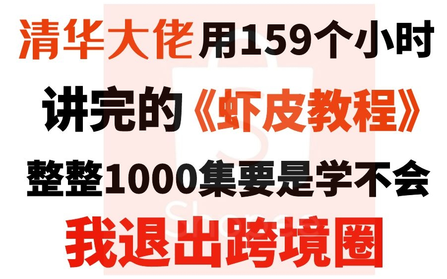 电商大佬用159小时讲完的shopee!完整版1000集,三连拿走不谢,学不会退出跨境圈!哔哩哔哩bilibili