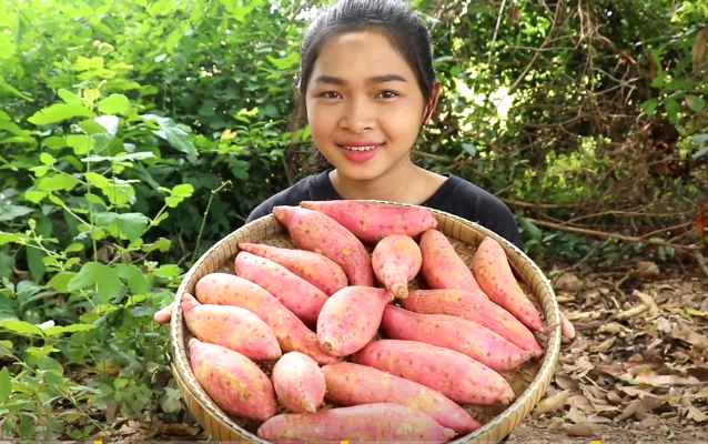 柬埔寨小妹妹连续出镜,这次是美味的红薯.