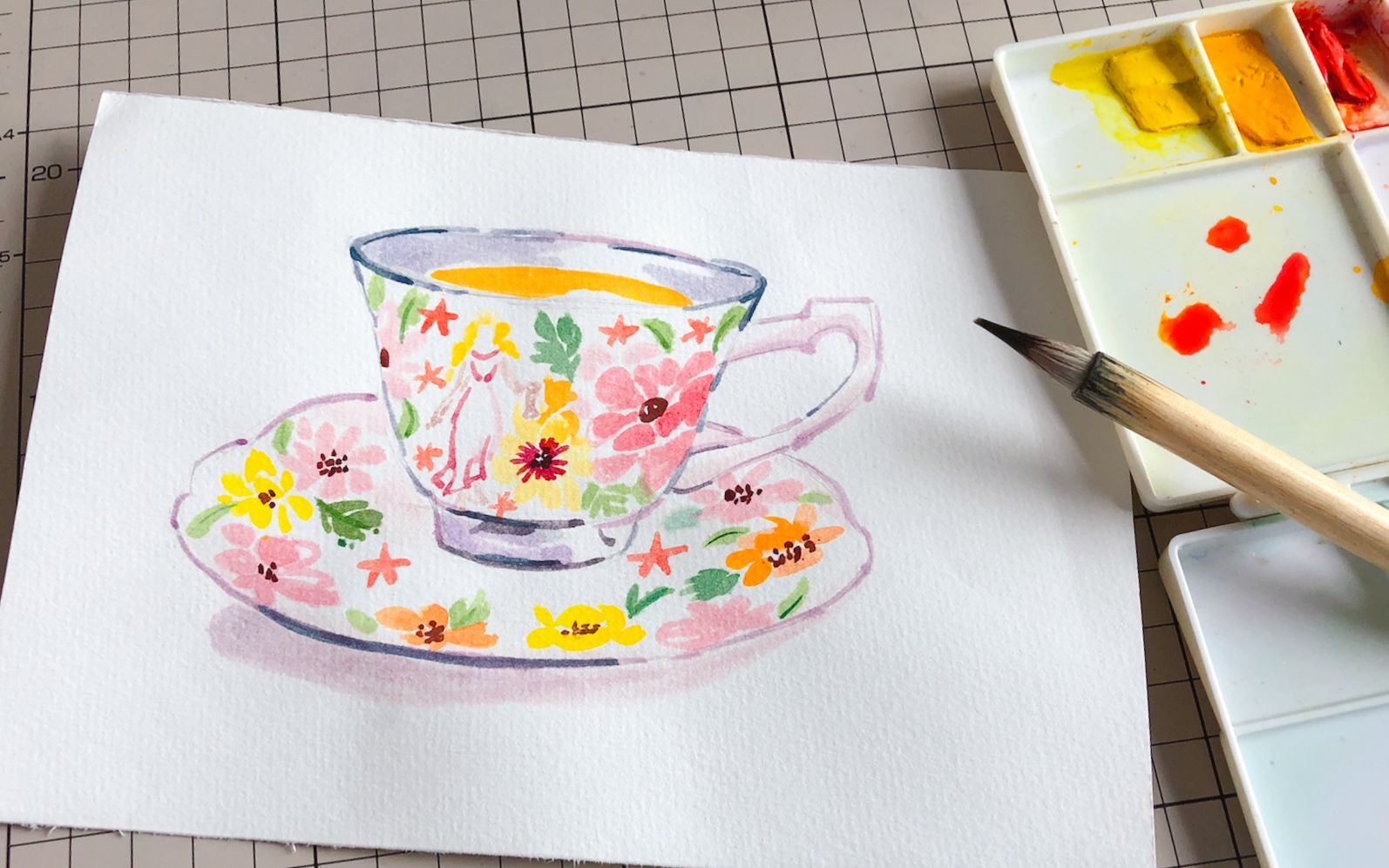 【水彩】思艺水彩 | 绘画过程系列020 | 淡彩茶杯_哔哩哔哩 (゜-゜)つ