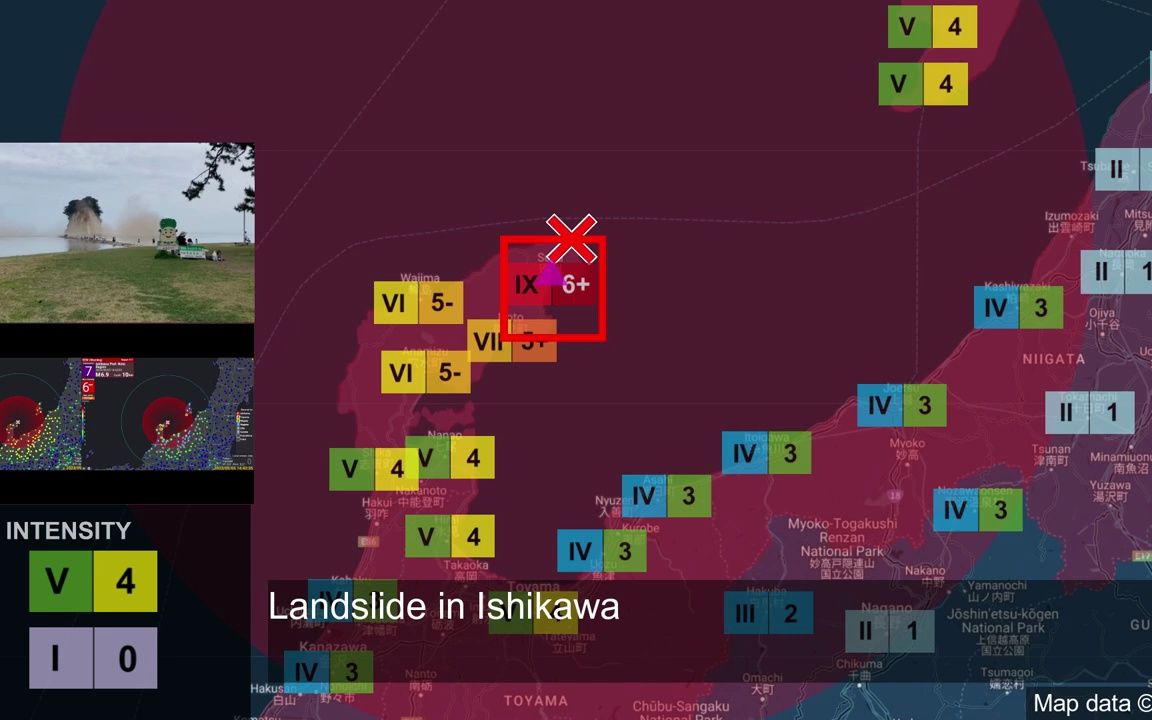 【Shindo 7】2023年5月5日日本石川地震,USGS矩震级6.2级,JMA 6.5级,设想的紧急地震速报,地震模拟.哔哩哔哩bilibili