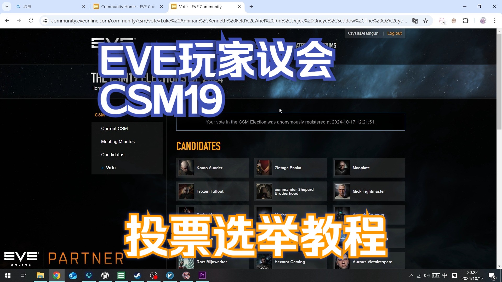 CSM19投票选举教程【EVE欧服】【凛冬华人社区】网络游戏热门视频