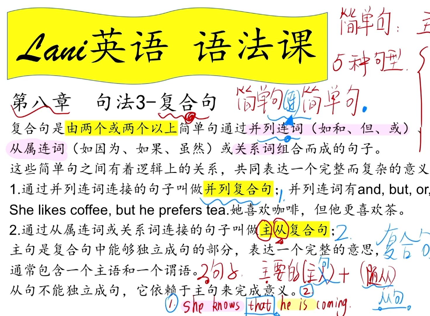 Lani英语语法课复合句并列句 初级+中级语法 欢迎咨询英语课程规划:自然拼读 分级阅读 牛津探索发现系列课程哔哩哔哩bilibili