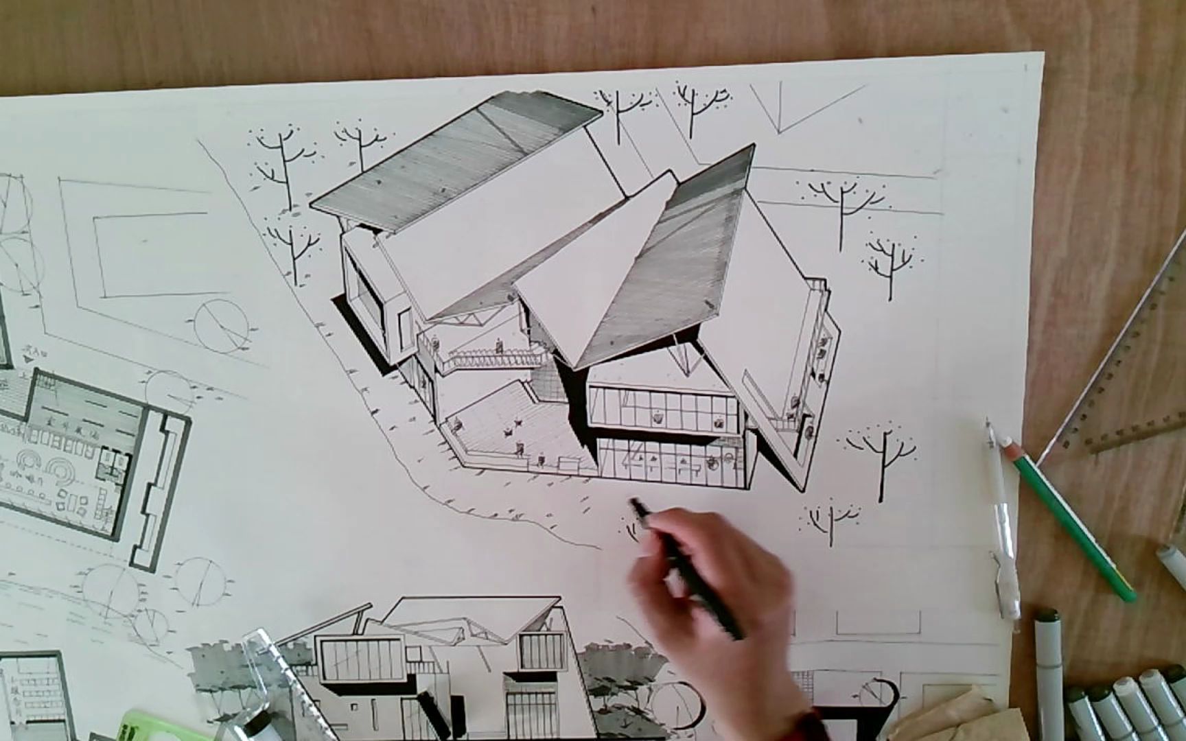 23央美建筑快题状元之一考场复原有秩序的坡屋顶错落