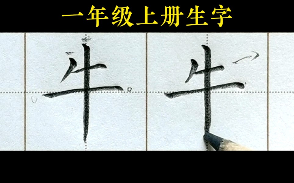 [图]【牛】详细讲解。一年级上册语文识字7《大小多少》生字。#跟卢老师学书法#一年级上册生字#济南少儿硬笔书法