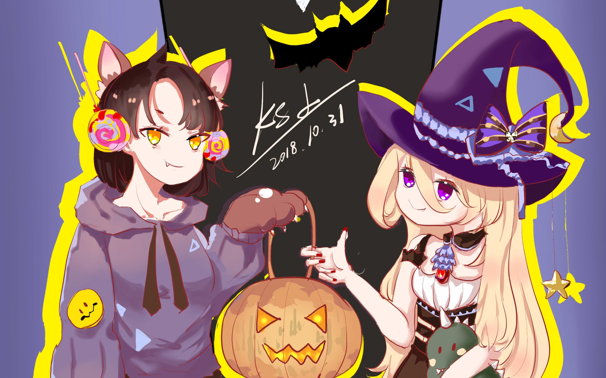 板绘过程简单画个q版万圣节贺图happyhalloween