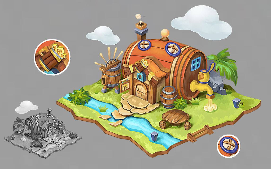 3dmax场景建模:手绘小房子基础低模搭建,3dmax场景结构布线