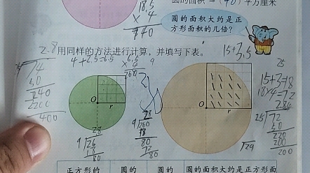 [图]圆的面积公式推导过程，小学五年级下册课本。