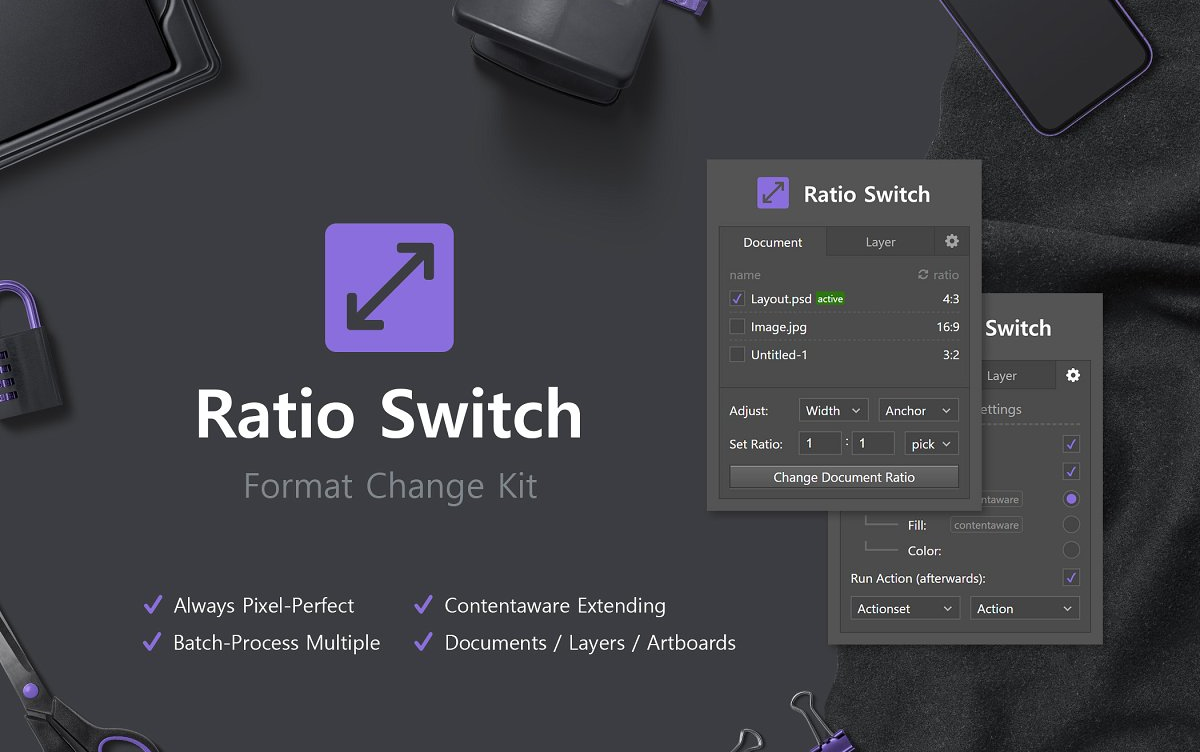 Adobe超强辅助插件,快速编辑图片比例尺寸Ratio Switch  Format Change Kit哔哩哔哩bilibili