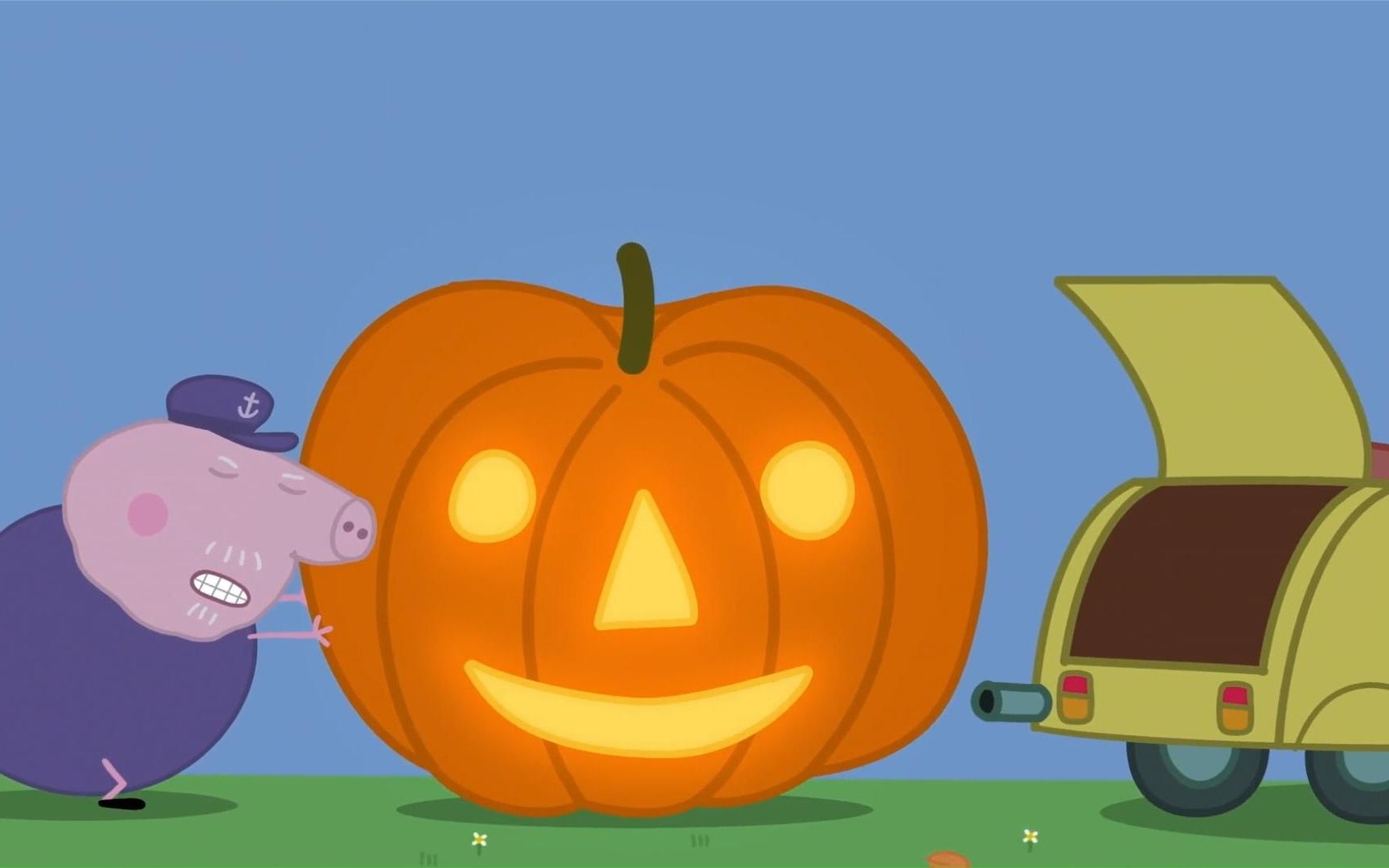 小猪佩奇6:南瓜好重啊,猪爷爷寻求帮助,佩奇带着它的南瓜到了