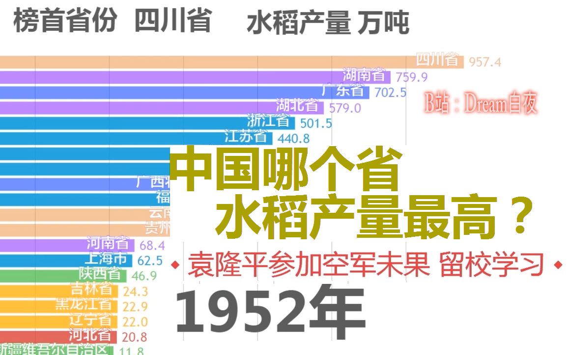 中国哪个省水稻产量最高?感谢袁隆平!【数据可视化】哔哩哔哩bilibili