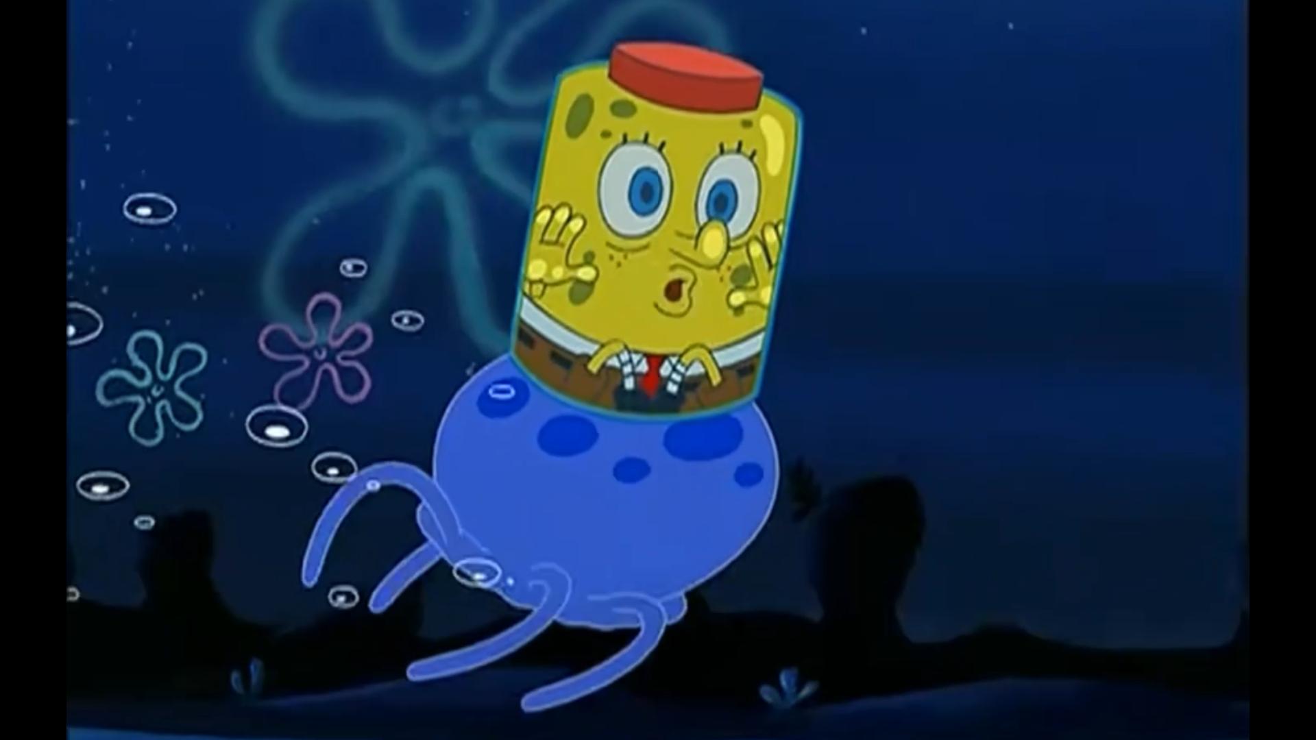 水母捕手海绵宝宝居然被水母给抓了,说出去多丢人