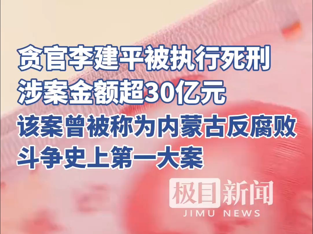 贪官李建平被执行死刑,涉案金额超30亿元哔哩哔哩bilibili