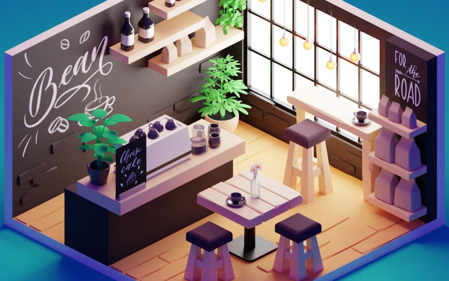 blender教程制作卡通咖啡厅场景