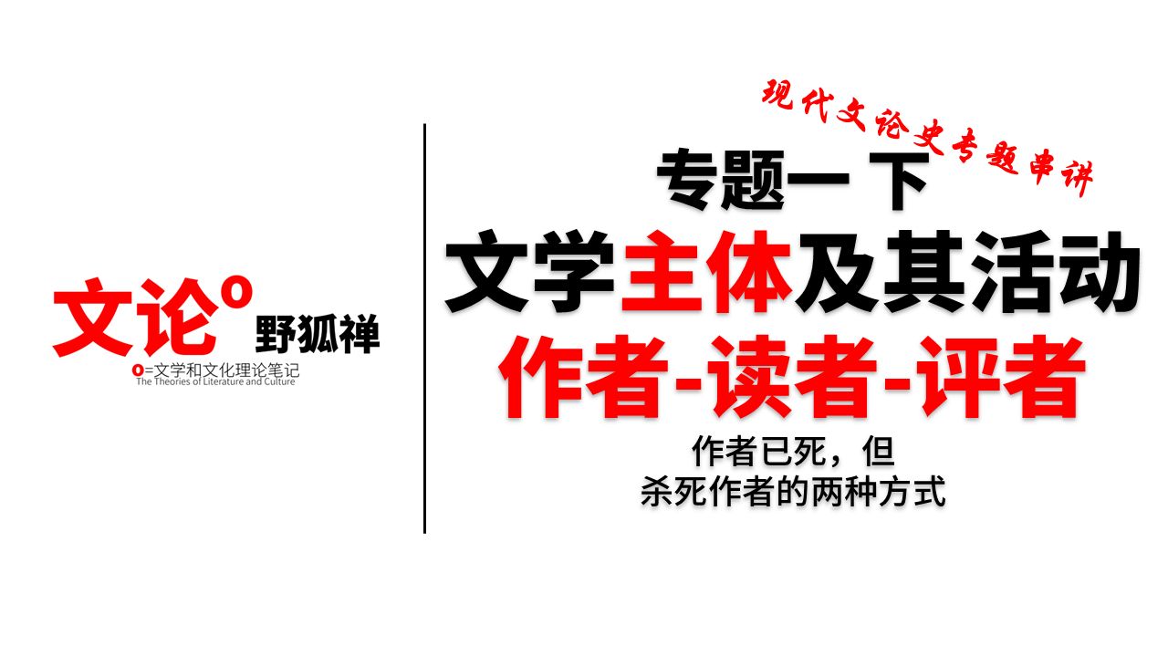 【文论野狐禅】专题二 文学主体 作者读者评者 上 作者之死,以及谋杀作者的方式  文学理论和文化理论个人笔记哔哩哔哩bilibili