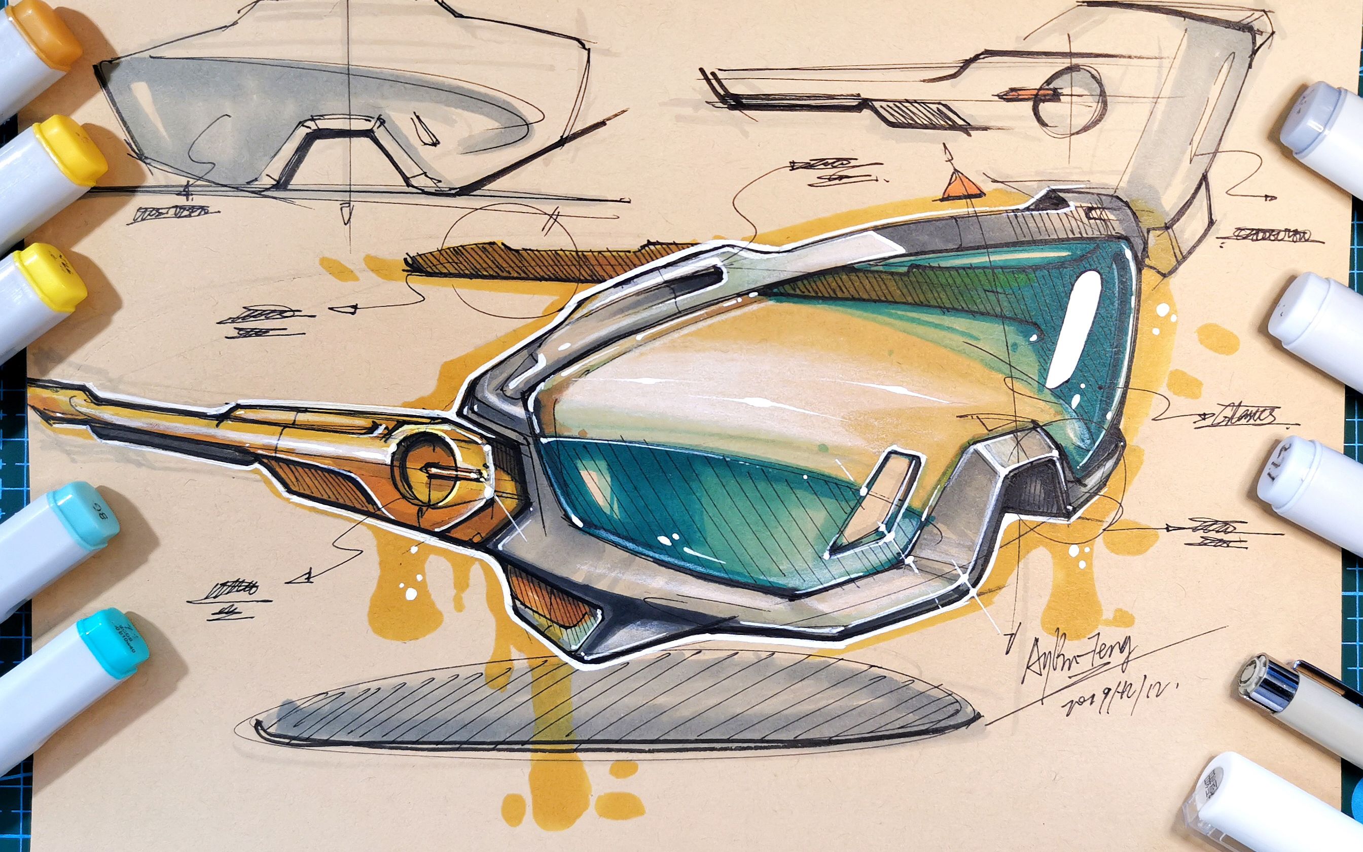 产品设计手绘六分钟看滑雪镜设计及马克笔表达