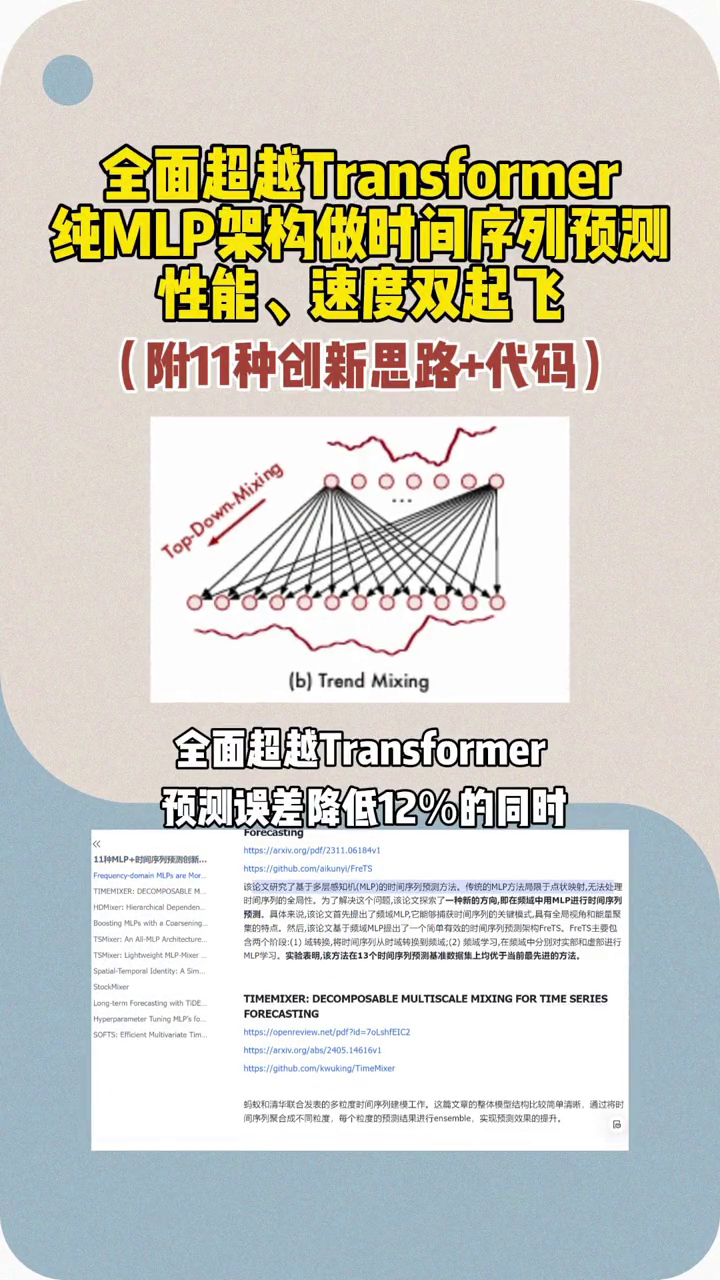 全面超越Transformer,纯MLP架构做时间序列预测,性能、速度双起飞,附11种创新思路和代码哔哩哔哩bilibili