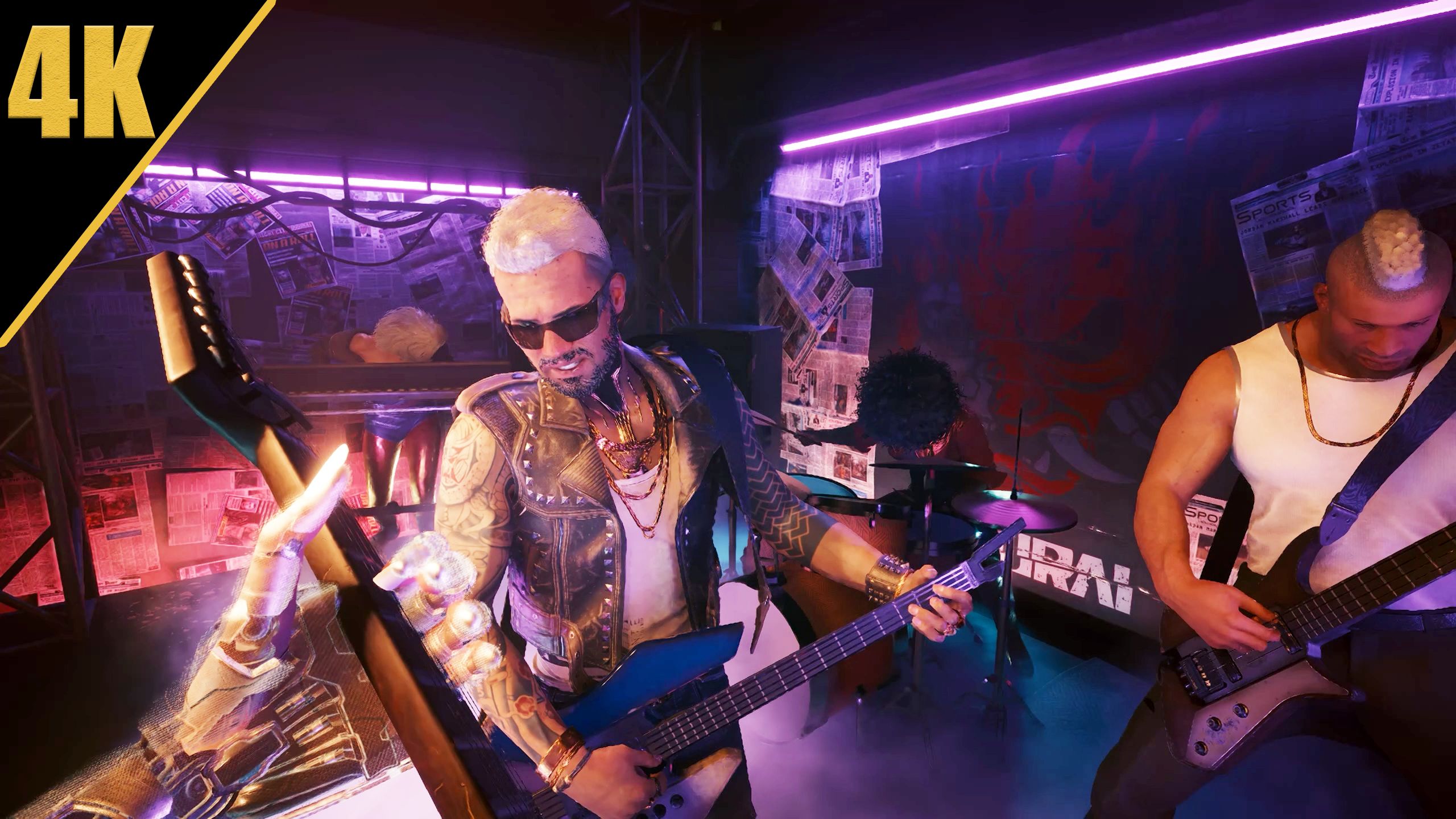 4k60《赛博朋克2077》:武侍乐队限定版重组一场,激情伴奏燃爆全场
